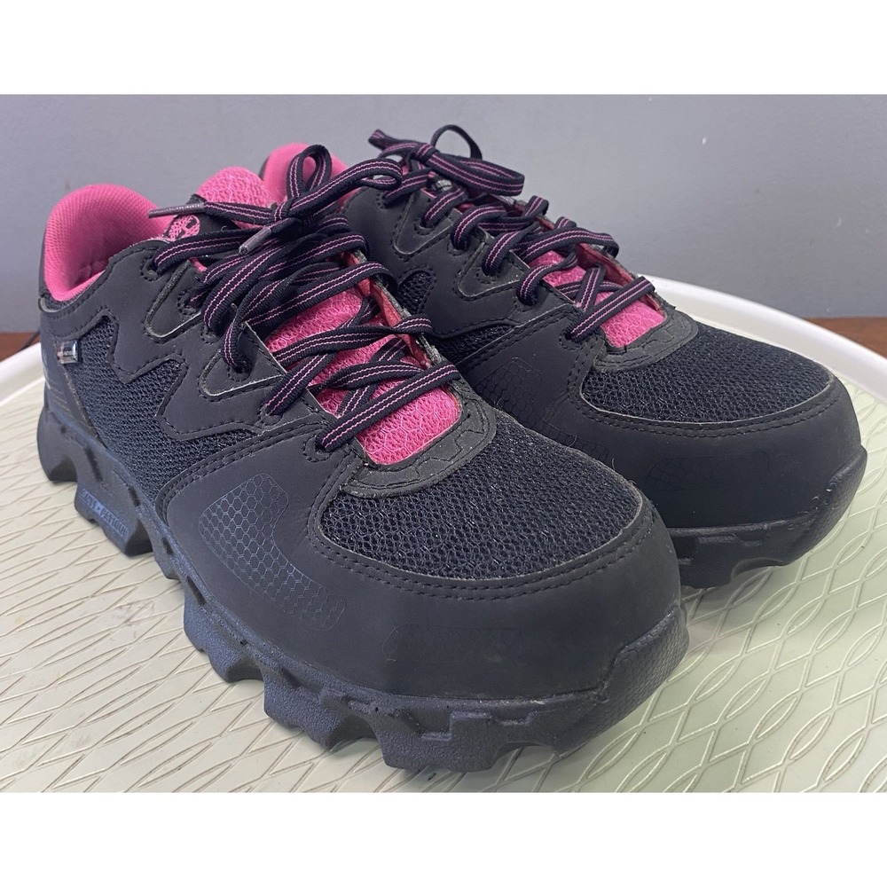 Timberland PRO Women ESD Safety Work Shoe Alloy Toe Black&Pink Sneaker 8.5 Wide